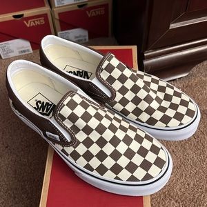 Vans brown slip ons